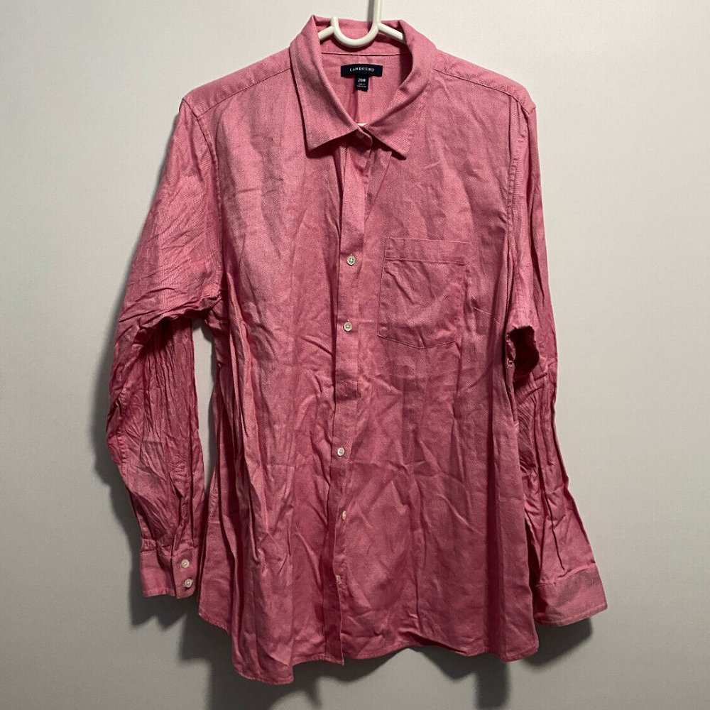 Lands'End‎ Pink Button Up Shirt Size 20W
